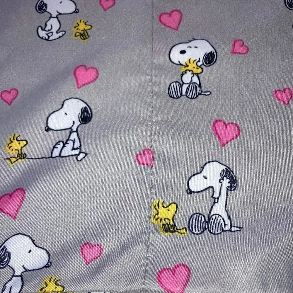 PEANUTS Snoopy Woodstock Pink Hearts Gray 1 Pillow Case Standard Size